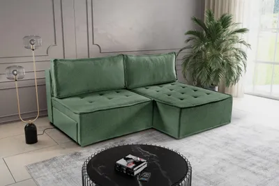 Produktbild von Kaiser Möbel Bohoo Mini modernes Ecksofa mit Schlaffunktion Hellgrün Rechts