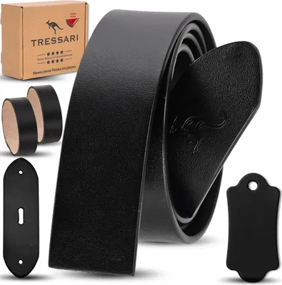 Immagine prodotto di TRESSARI cintura in pelle 120 cm nera per pantaloni senza fibbia, pelle naturale