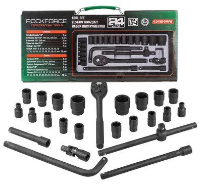 Image de Jeu de clés à chocs Rockforce 24el. 1/2" 6-angle. (8-32mm)