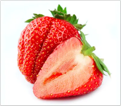 Produktbild von Spritzschutz Herdabdeckplatte Schneidebrett aus Glas Erdbeeren ganz und halbiert 1-Teilig (60x52cm)