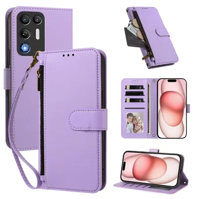 Obrázek produktu pro Peněženkové pouzdro pro ZTE nubia RedMagic 11 Air,Polyuretankožené pouzdro s přihrádkami na karty, stojánkem a poutkem na ruku Světle fialová