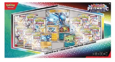 Obrázok produktu pre Pokemon Prismatic Evolutions: Lucario ex & Tyranitar ex Premium Collection