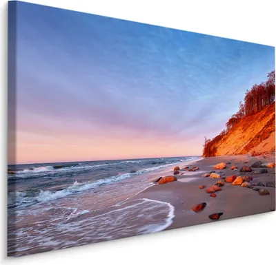 Zdjęcie produktu dla Obraz Abstrakcyjny Krajobraz do jadalni PLAŻA morze drzewa klif 3D 30x20cm