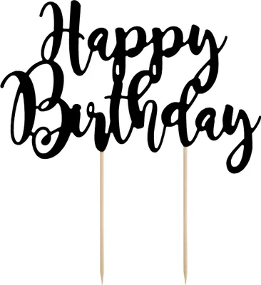 Produktbild von Topper na tort Happy Birthday czarny, 22,5cm