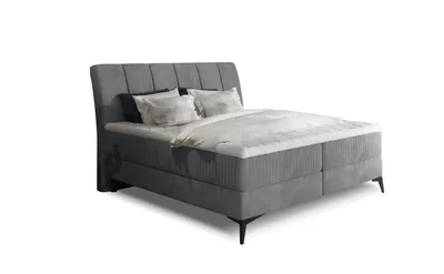 Obrázok produktu pre MOB, Manželská posteľ Boxspring 180 cm - Alberto (tmavosivá Jasmine 90) (s matracmi)
