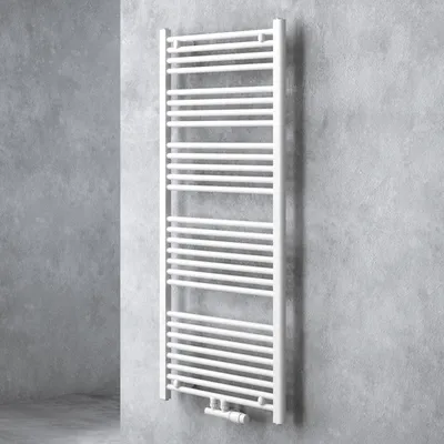Image de doporro Radiateur de Salle de Bain Sèche-Serviette 140x60cm Radiateur Tubulaire Vertical Chauffage à Eau Chaude Blanc