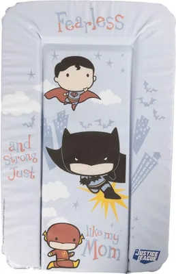 Immagine prodotto di Tataway Dc Comics Justice League, fasciatoio, fasciatoio morbido per bambini e bambine con grafica di Superman, Batman e Flash, dimensioni 73x48,5x3 cm