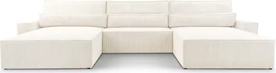 Produktbild von MOEBLO Wohnlandschaft DENVER U – Eckcouch aus Cordstoff Ecksofa U-Form Cord Sofa Couch Polsterecke U-Sofa mit Bettkasten und Schlaffunktion (BxHxT): 410x85x200 cmDenver U - Poso 38 Weiß