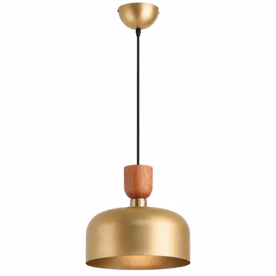 Obrázok produktu pre Zavesené svietidlo BILBAO, pätica E27, moderná kovová lampa s dreveným detailom a matným tienidlo, priemer 30 cm
