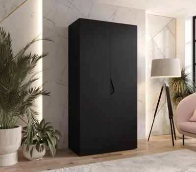 Obrázek produktu pro Úzká šatní skříň 100 cm AMARIS 1 - černá / černý úchyt