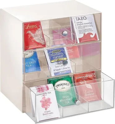Produktbild von Aufbewahrungsbox Tee Kaffeepads Küchen Organizer mDesign Creme/Durchsichtig