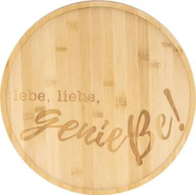 Produktbild von Teller Ø30cm Bambus Holz Spruch Bambusteller Tischdeko Dekoteller Ablage Geschenk