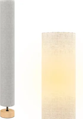 Image de HOMCOM Lampadaire lampe sur pied de salon abat-jour en lin contemporain avec interrupteur à pied, 2 x douille E27, lampadaire salon, chambre à coucher, bureau, 120 cm, gris