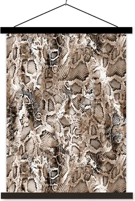Produktbild von MuchoWow® Textilposter Tiermuster - Schuppen - Braun 90x120 cm mit schwarzem Rahmen - Dekoration