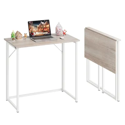 Produktbild von Dripex Faltbar Tisch 80 x 45 x 74 cm Kleiner Schreibtisch klappbar Computertisch Platzsparender Tisch Klappschreibtisch (oak)