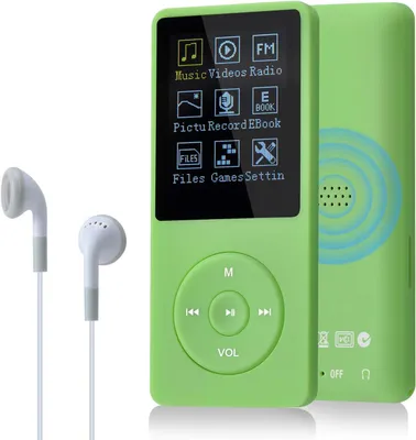 Imagen del producto de Reproductor de MP3 portátil, con 8 GB de almacenamiento, compatible con tarjetas SD de hasta 64 GB, y función de reproducción de música y radio FM