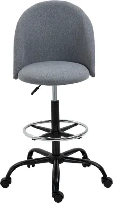 Image de Vinsetto Chaise de bureau assise haute réglable 105-125H cm tabouret de bureau pivotant 360° lin gris