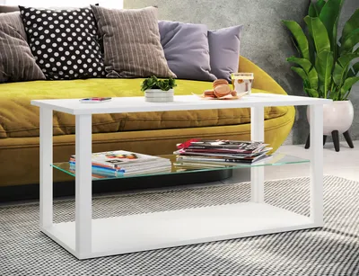 Produktbild von VCM Holz Beistelltisch mit ESG-Sicherheitsglas | Couchtisch schlicht | Maße ca. H. H. 45 x B. 95 x T. 45 cm | Wohnzimmertisch | Kaffeetisch - Wanilo L