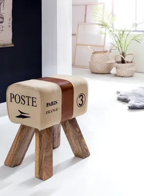 Produktbild von Design Turnbock Sitzhocker CANVAS Braun 40 x 30 x 47 cm |