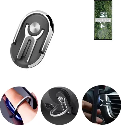 Produktbild von K-S-Trade 3in1 Smartphone-Ring Handy-Ring kompatibel mit Xiaomi Mi MIX 4 Fingerhalterung  Handyring Tischständer Lüftungsgitter-Halterung Tisch