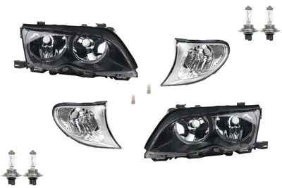 Produktbild von Scheinwerfer passend für BMW 3er schwarz E46 01-05 Leuchtmittel Satz L R Blinker 63127165769 63126910955 6910955 7165769 63127165770 6312691095 Johns