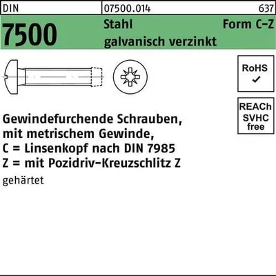 Produktbild von Reyher  Gewindefurchende Schr. DIN 7500 gehärtet C M3x20-Z vz (1000 Stück)