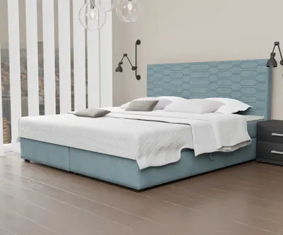 Produktbild von Boxspringbett Schlafzimmerbett OMERO 200x220cm Stoff Hellblau inkl. Bettkasten