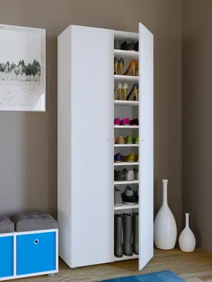 Produktbild von VCM Holz-Schuhschrank | Maße: B. 70 x H. 178 x T. 40 cm | Allzweckschrank | 9 Fächer - Vandol