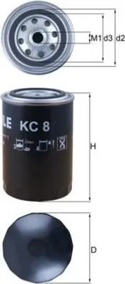 Produktbild von Kraftstofffilter MAHLE KC 8 passend für MERCEDES-BENZ ACTROS MP2 / MP3 Anschraubfilter