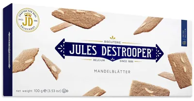 Immagine prodotto di Jules Destrooper fiocchi di mandorle Biscotti belgi al burro con mandorle 100g