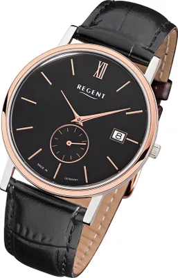 Produktbild von Regent Herren Lederarmband Uhr schwarz GM-1453 Quarzuhr URGM1453