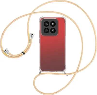 Produktbild von Handykette Backcover-Schutzhülle mit Band (Metall silberfarben) für Xiaomi 14 Pro (23116PN5BC) - Goldkordel