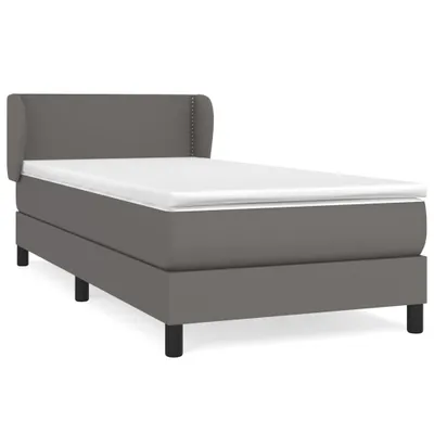 Obrázek produktu pro vidaXL Postel Boxspring s matrací Grey 100x200 cm Imitace kůže