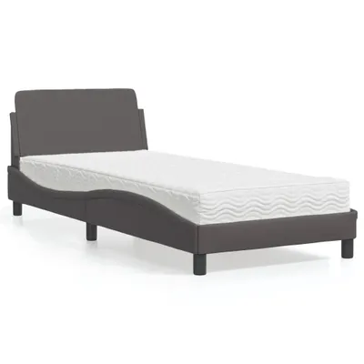 Image de vidaXL Lit avec matelas "Dover" Gris 80x200 cm Similicuir