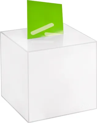 Produktbild von Losbox / Aktionsbox 200x200x200mm opal, aus Acrylglas / Spendenbox / Einwurfbox / Gewinnspielbox / Wahlurne / Acryl / Opal / milchig / undurchsichtig / Milchglas - Zeigis®