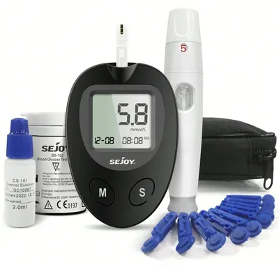 Produktbild von Blutzuckermessgerät - BG-201 - Komplettset - 50 Teststreifen - Ohne Bluetooth - Beige