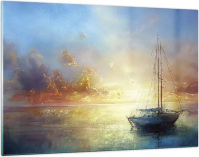 Produktbild von Bilder auf glas - Einteilig - Segelboot Westen die Sonne - 120x80cm - Glasbilder - Wandbilder - Bilder - Wanddekoration aus Glas - Glas Bilder - Wandbild auf Glas - GAA120x80-4145