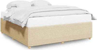 Image de vidaXL Cadre de lit sans matelas Crème 200x200 cm Tissu