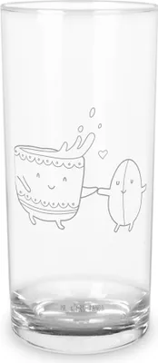 Produktbild von Mr. & Mrs. Panda Wasserglas Kaffee Bohne 200 ml - Transparent - Geschenk, Lustige Sprüche, Longdrinkglas, Kaffeebohne, Tumbler, Glück, Glas, Zufriedenheit, Cocktailglas