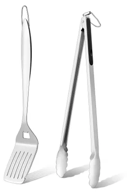 Image de Solidchoice - Ensemble de 2 ustensiles de barbecue comprenant une pince et une spatule