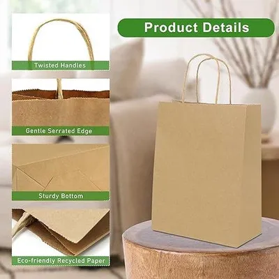 Produktbild von Famanu Papiertasche Kraft - 60 Stück mit Handgriffen