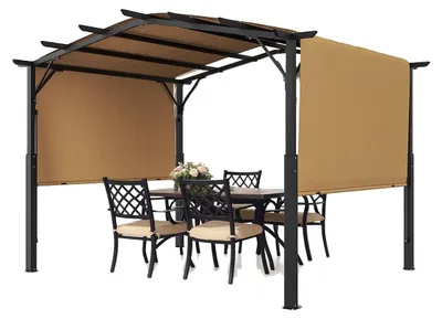 Productafbeelding van VEVOR Paviljoen 3x3 meter, overkapping met intrekbaar dak, groot terrasoverkapping, feesttent, stevig tuinpaviljoen voor terras, achtertuin, veranda, zwembad