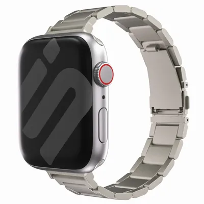 Produktbild von Strap-it s Metallarmband „Slim“ – passend für Apple Watch Series 1/2/3/4/5/6/7/8/9/10/11/SE/Ultra/Ultra 2 (44/45/46/49 mm) (Starlight)