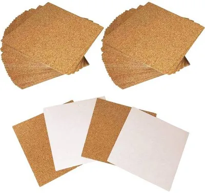 Immagine prodotto di Sottobicchieri in sughero, 60 pezzi, quadrati, 10 x 10 cm, autoadesivi