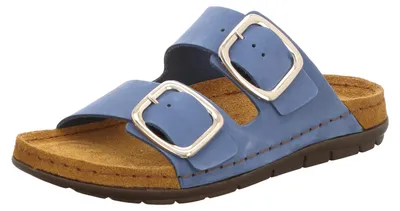 Immagine prodotto di Rohde Rodigo-D, muli biologici da donna in pelle nabuk color cobalto, fibbie regolabili, sottopiede in pelle