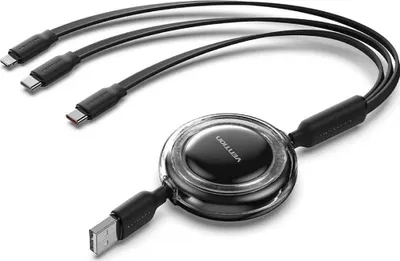 Produktbild von Vention TRJBBE, USB A, USB C/Lightning, USB 2.0, Schwarz