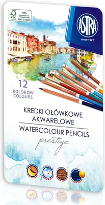 Zdjęcie produktu dla Kredki akwarelowe z drewna cedrowego ASTRA Prestige 12 kolorów