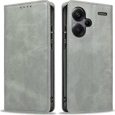 Produktbild von Handyhülle für Xiaomi Redmi Note 13 Pro+ 5G Kunstleder Flip Cover Hülle Handytasche Case Kartenfach Farbe: Grau