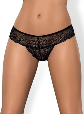 Produktbild von Obsessive y String mit breitem Gürtel aus Spitze, Schwarz, Größe L/XL