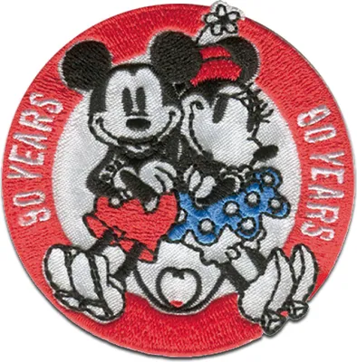 Produktbild von Disney © Mickey Mouse & Minnie 90 Jahre - Aufnäher, Bügelbild, Aufbügler, Applikationen, Patches, Flicken, Größe: 6,4 x 6,4 cm